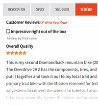 Diamondback bikes user reviews