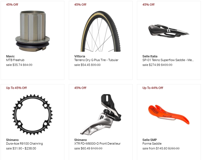 Discounted bike components on backcountry