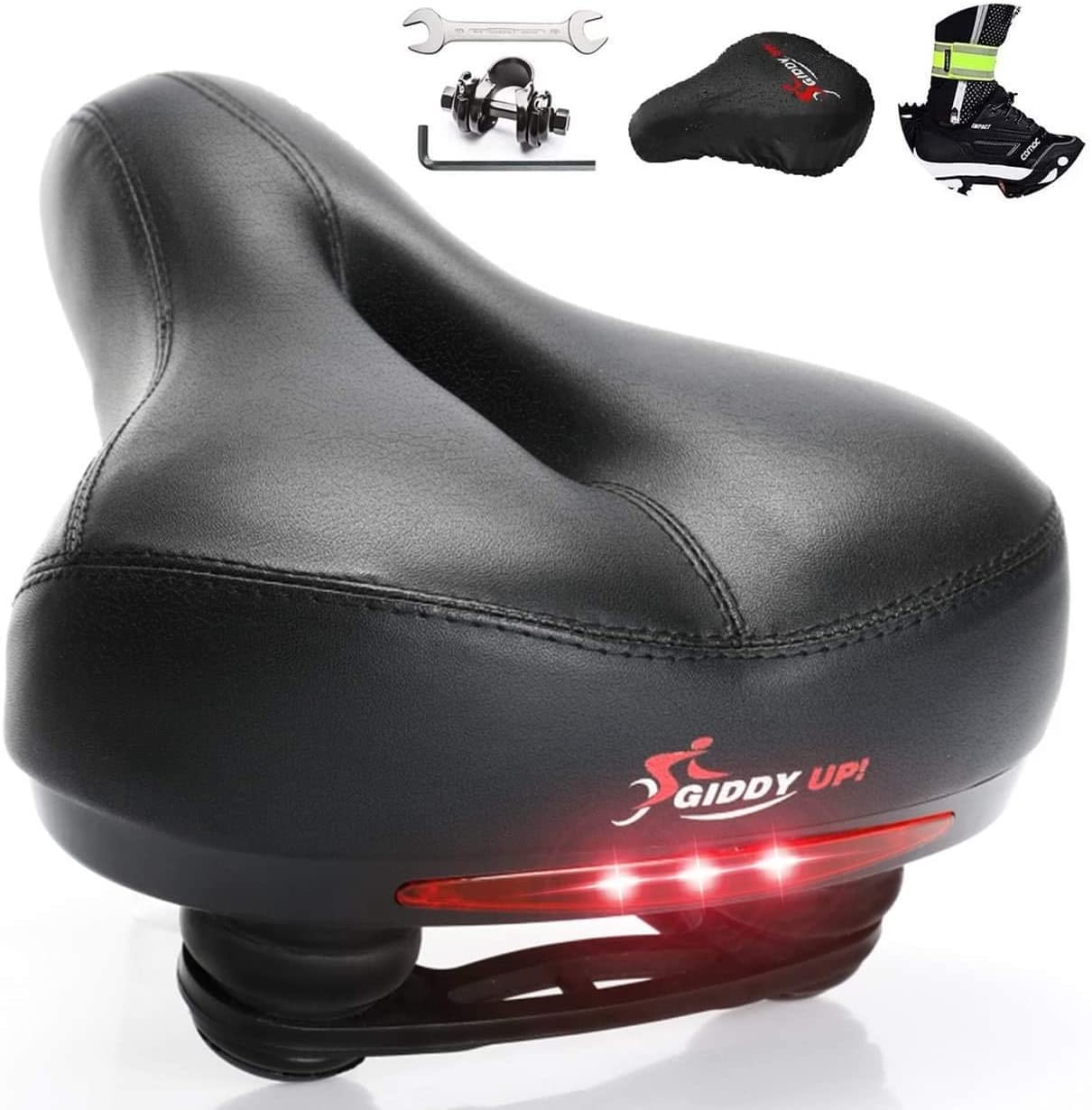 Roguoo Bike Seat Most Comfortable Bicycle Seat Dual Shock Absorbing Memory Foam 