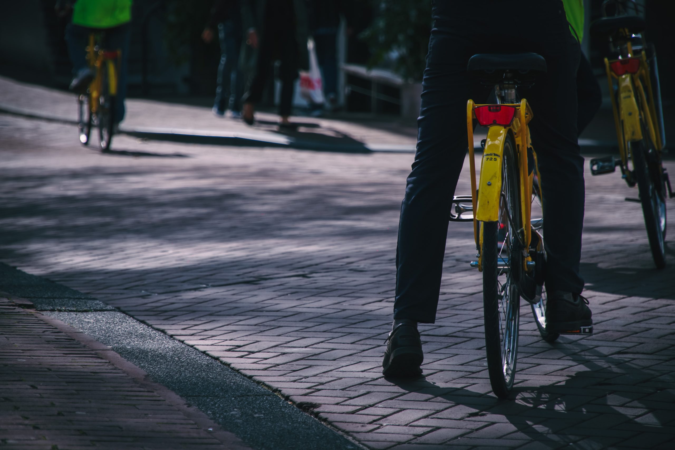 sitting on a bicycle