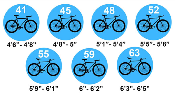 Golden Cycles bike sizes