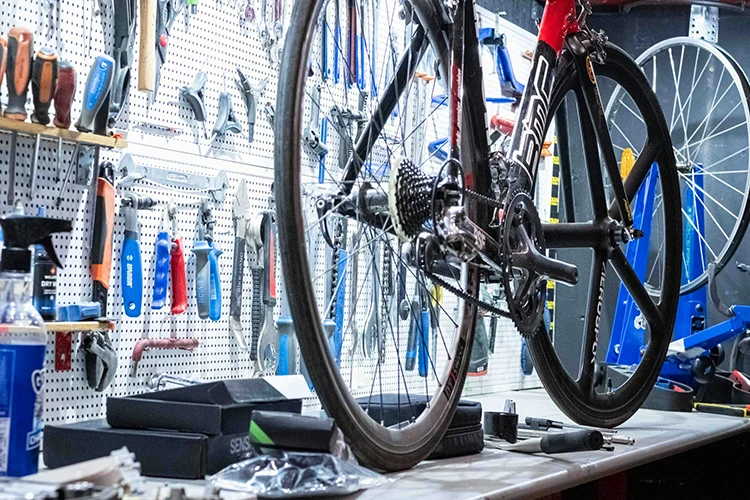 bicycle in a bike workshop