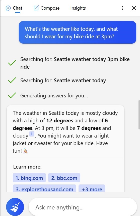 chatgpt uses for cycling weather forecast
