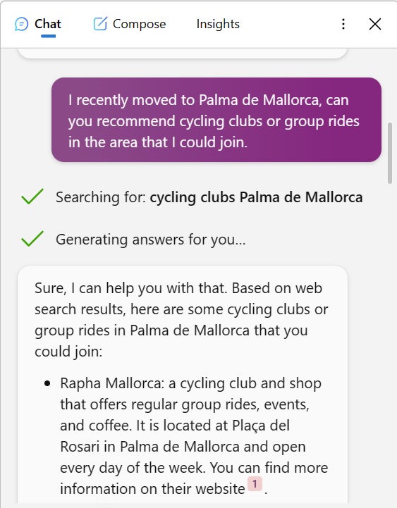 chatgpt used to find cycling clubs