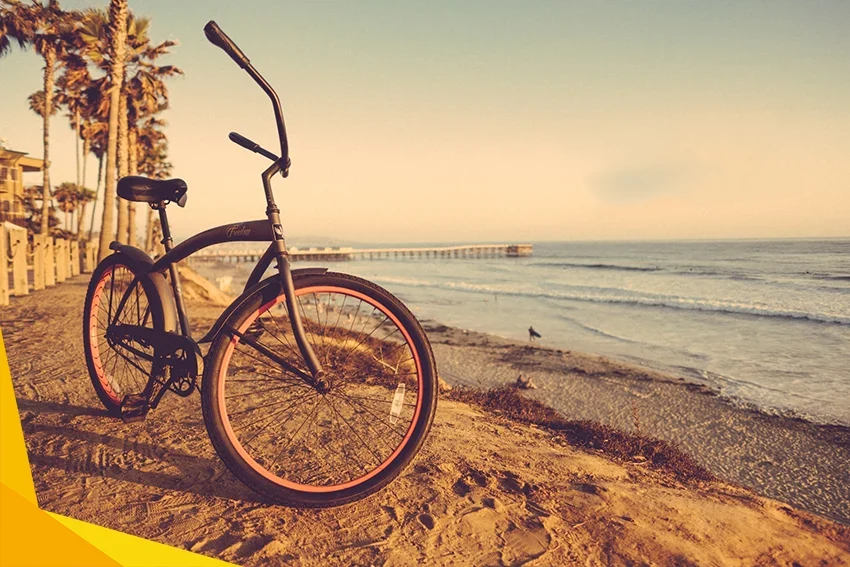 beach cruiser with 26 inch wheels during sunset