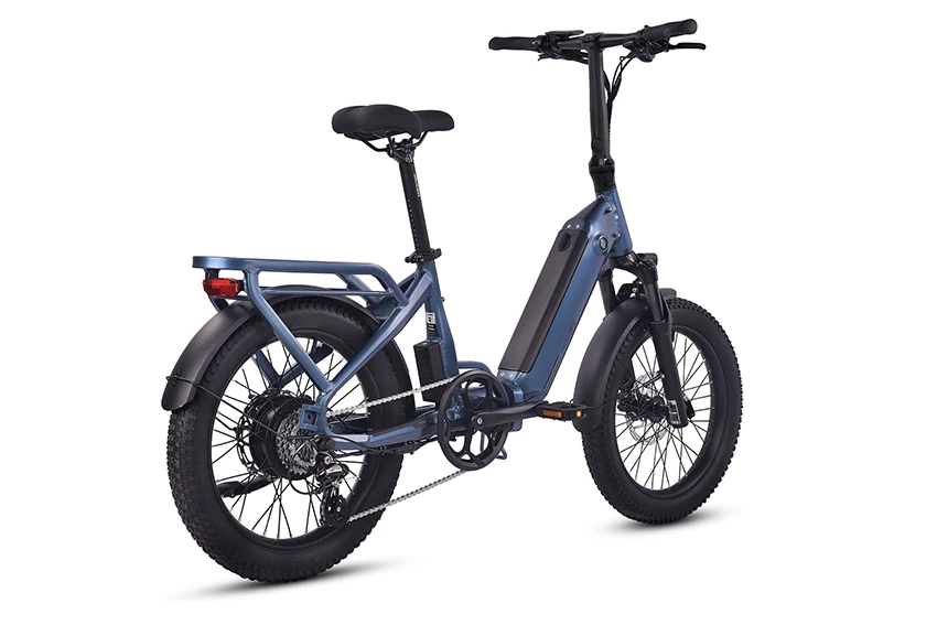 a rear view of the ride1up portola folding ebike