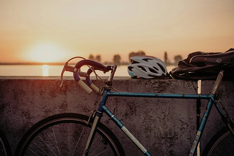 bicycle with cycling essential gear