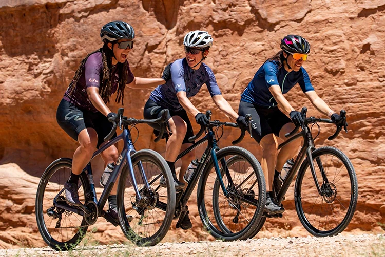 three women riding liv cycles bikes