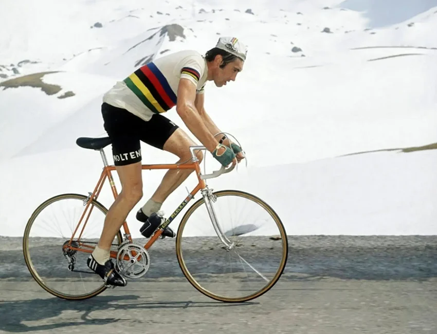 eddy merckx racing on a colnago road bike