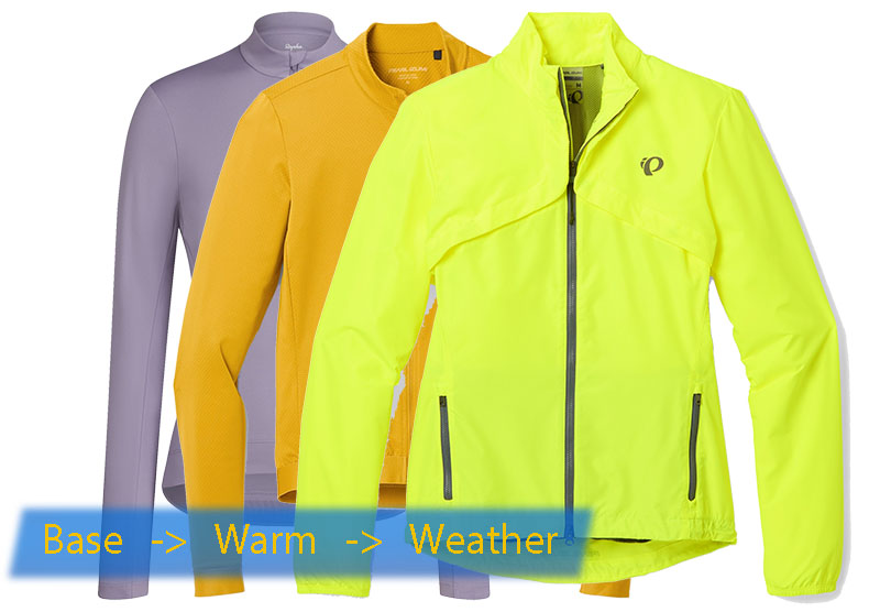 Three cycling clothing layers for cold weather